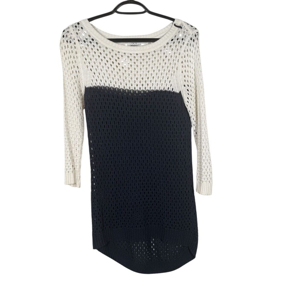 Vtg Y2k Cache Womens Open Knit Sweater Dress Sz S Beachy Color Block Vacation